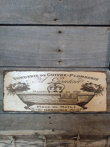 6"X15" Wood burnt art lasered "Frech-Grenoble" Rick Dantzler