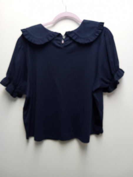 Umgee Dark Navy Flap Collar Top | Boho Boutique S–L Amanda Queen