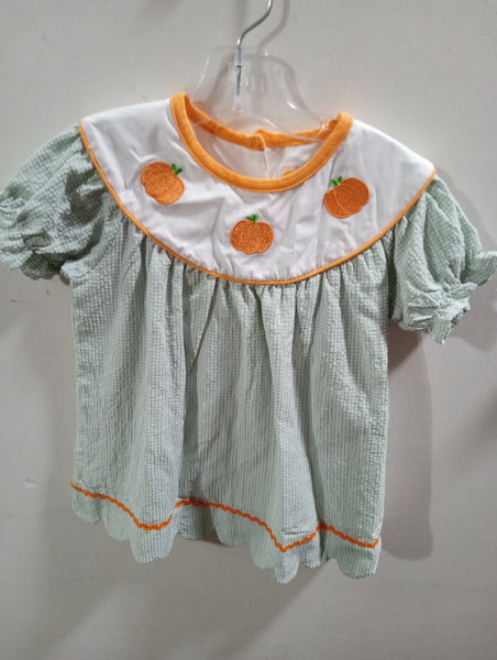 Kids Green/White Bloomer set w/pumpkins Natasha May