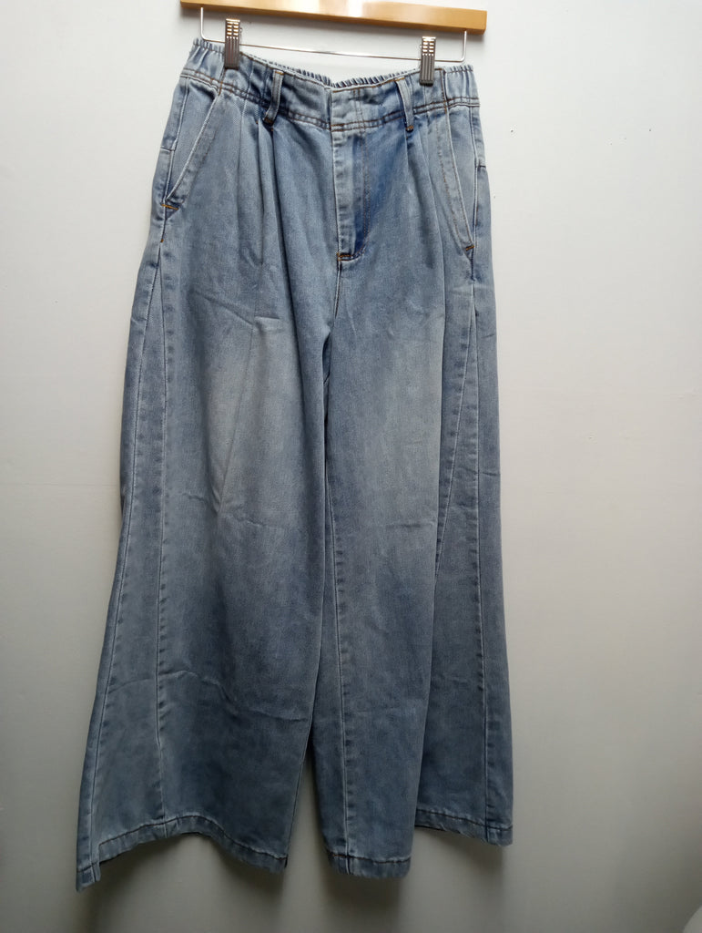 Mittoshop Wide Leg Denim blue jeans/zip up w/Fason clip OhhMy! Gifts and Things, LLC