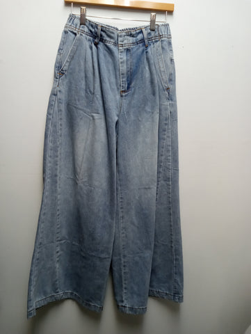 Mittoshop Wide Leg Denim blue jeans/zip up w/Fason clip OhhMy! Gifts and Things, LLC