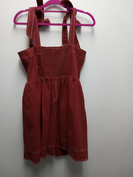 MITTOSHOP Maroon dress w/shoulder tie Amanda Queen