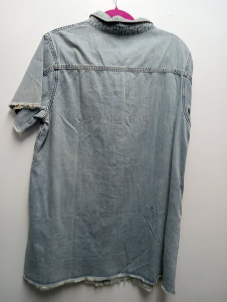 Mittoshop Denim Dress w/front & side pockets/frazzle sleeve and hem OhhMy! Gifts and Things, LLC