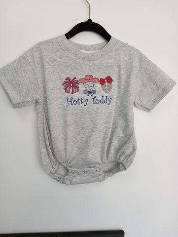 Girls Gray Hotty Toddy Football Romper – Ole Miss Fan Outfit Sew Sisterly