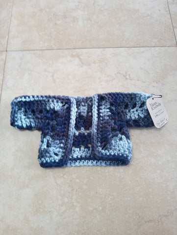 18"Doll Boler Multi Blue handcrafted crochet top Hannah Bodker