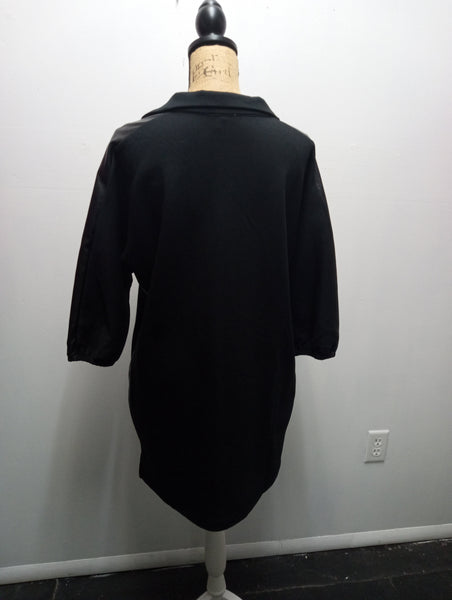 Jodifl Black dress w/Faux leather on sleeve Amanda Queen