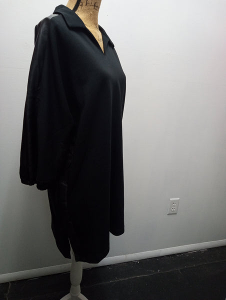 Jodifl Black dress w/Faux leather on sleeve Amanda Queen
