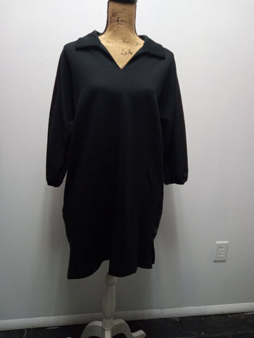 Jodifl Black dress w/Faux leather on sleeve Amanda Queen