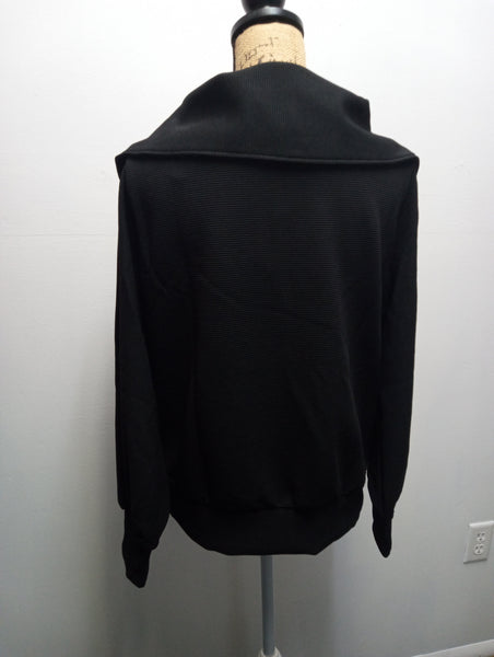 Umgee Black Ribbed top w/Silver Zipper Amanda Queen