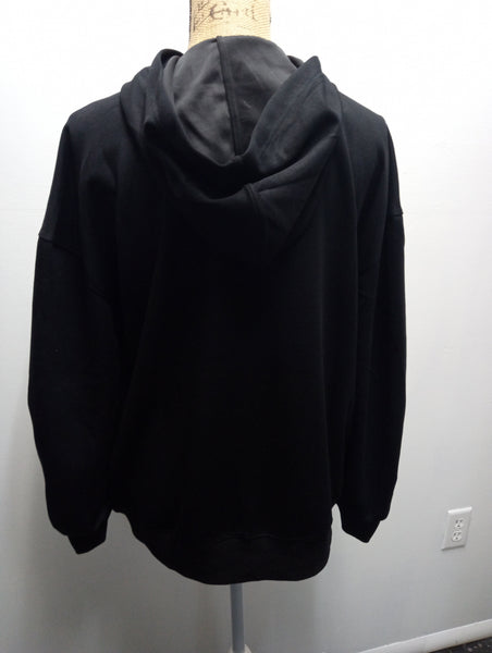Umgee Black Rouched Sleeve Sweatshirt w/hoodie Amanda Queen