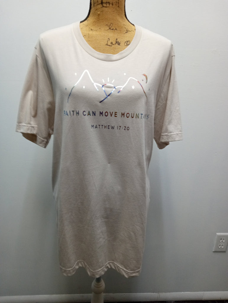 T-Shirt "Faith Can Move Mountains" Matthew 17:20 OhhMy! Gifts and Things, LLC