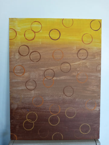 24"x18" Paintin Yellow/orange/brown w/Bubbles OhhMy! Gifts and Things, LLC