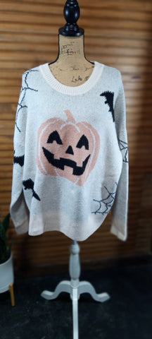 BIB! Halloween Ivory Pumpkin Sweater | Sizes S-XL