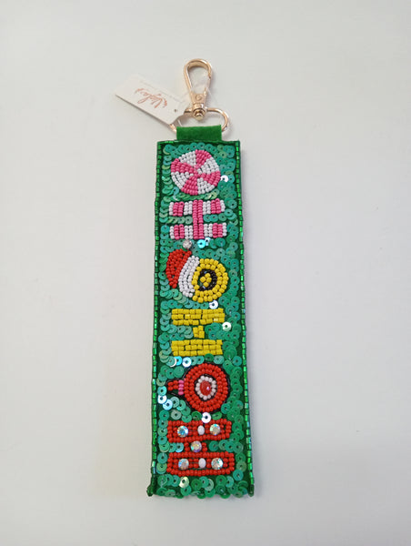 Viola 6.5-Inch Beaded Christmas Keychain | Holiday Gift