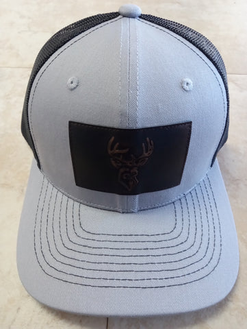 Ball hat Black/gray with Deer head leather patch