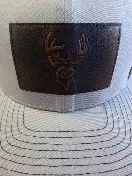 Ball hat Black/gray with Deer head leather patch
