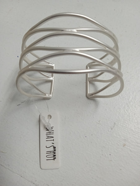 1 1/2" Wide Silver Indented Bracelet