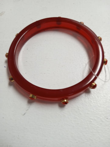 Red Acrylic Single band bracelet w/red rhinestone