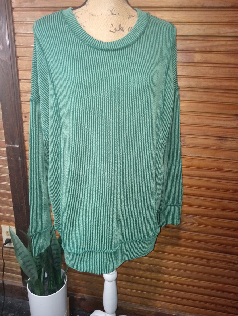 Zenana Ribbed Round Neck Top