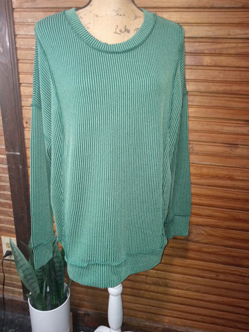 Zenana Ribbed Round Neck Top
