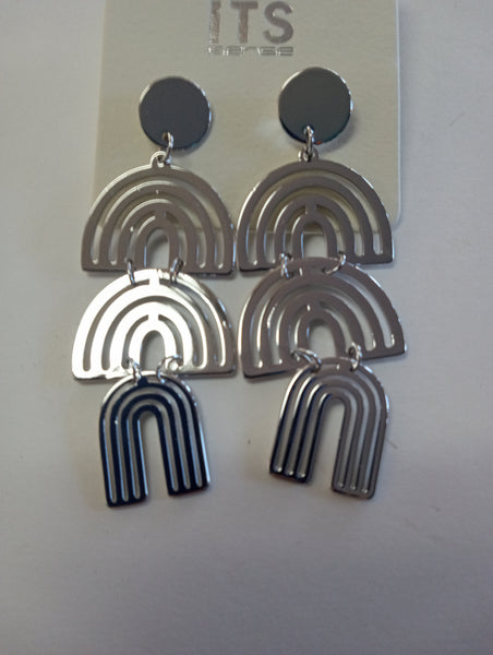 Silver Dangle Stud Earrings | Triangle, Tiered & Circle Styles