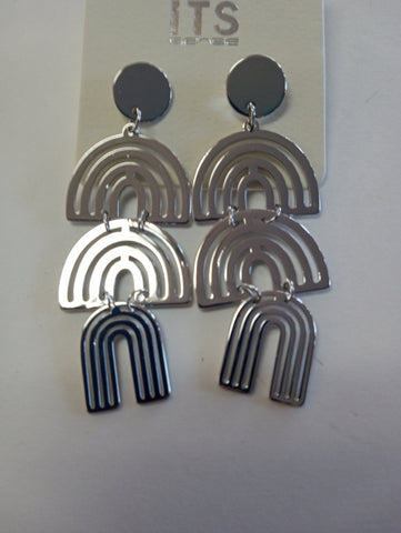 Silver Dangle Stud Earrings | Triangle, Tiered & Circle Styles