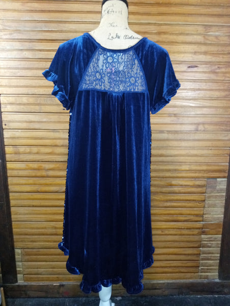 Umgee Medium Blue Sequin/Velvet Dress