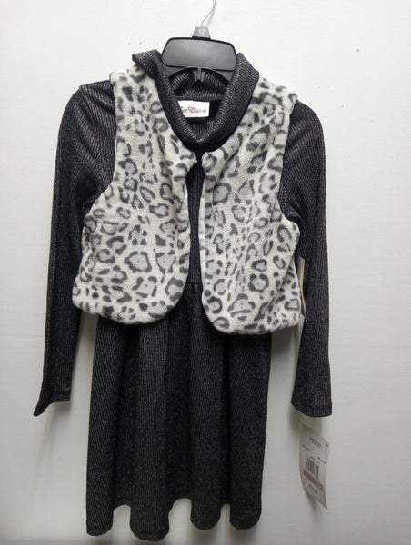 Girls Rare Editions size 12 Dress w/Leopard Vest