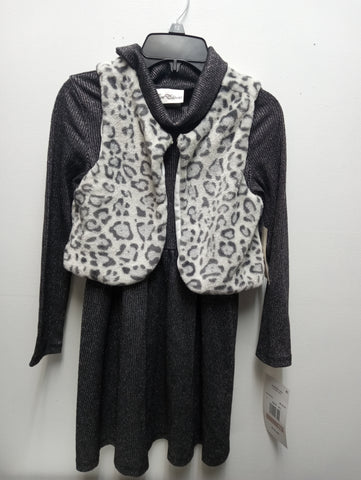 Girls Rare Editions size 12 Dress w/Leopard Vest