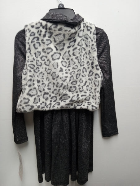 Girls Rare Editions size 12 Dress w/Leopard Vest