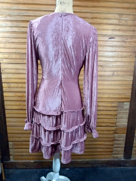 New In Mauve Ribbed V-Neck Dress