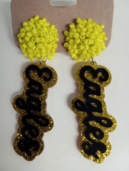 Sport Beaded Stud with dangle acrylic earrings