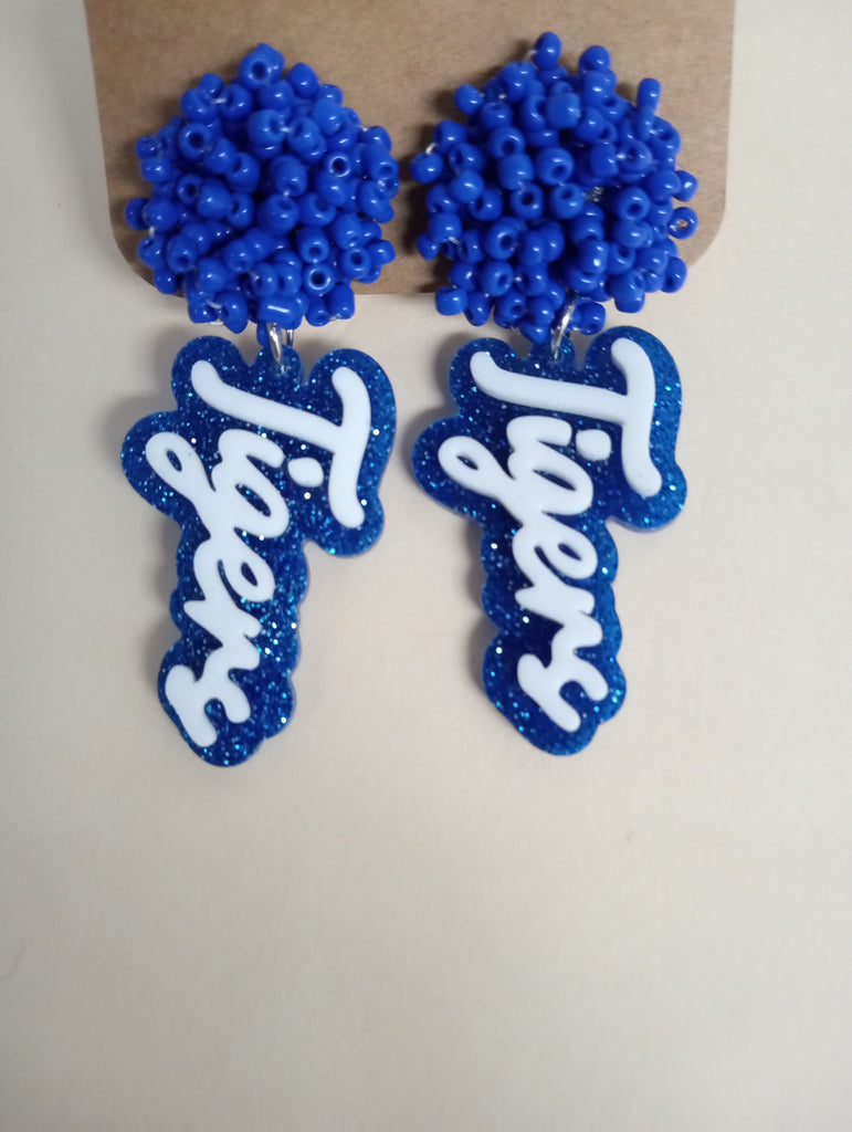 Sport Beaded Stud with dangle acrylic earrings