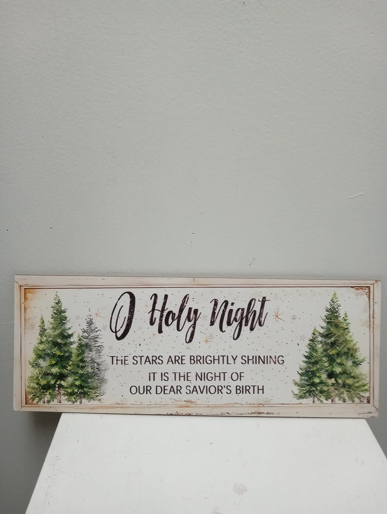 Wood Plaque Sign 15 3/3" x 6": Gingerbread & O Holy Night Christmas Decor