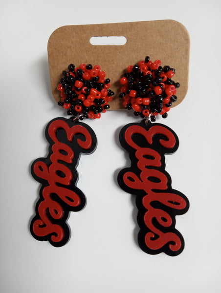 Sport Beaded Stud with dangle acrylic earrings