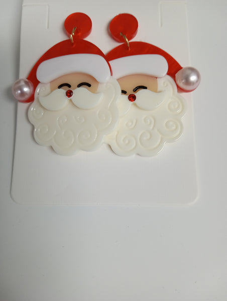 Christmas Acrylic Post Earrings: Santa, Tree & Nutcracker Dangle Styles