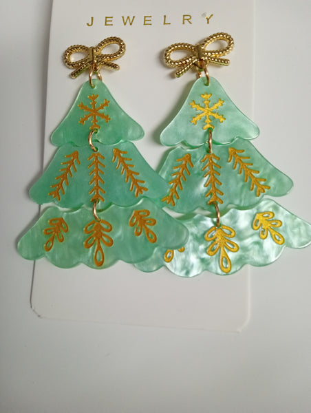 Christmas Acrylic Post Earrings: Santa, Tree & Nutcracker Dangle Styles