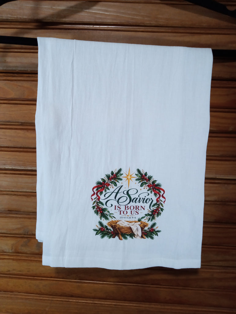 30"x31"White Kitchen Towels "A Savoir Is Born To Us"
