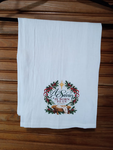 30"x31"White Kitchen Towels "A Savoir Is Born To Us"