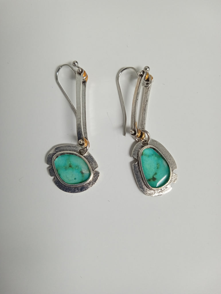 Vintage Bohemian Turquoise Dangle Silver Earrings