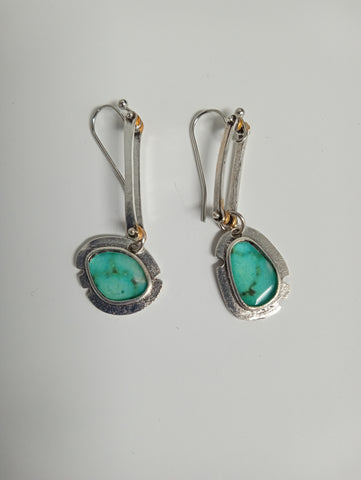 Vintage Bohemian Turquoise Dangle Silver Earrings