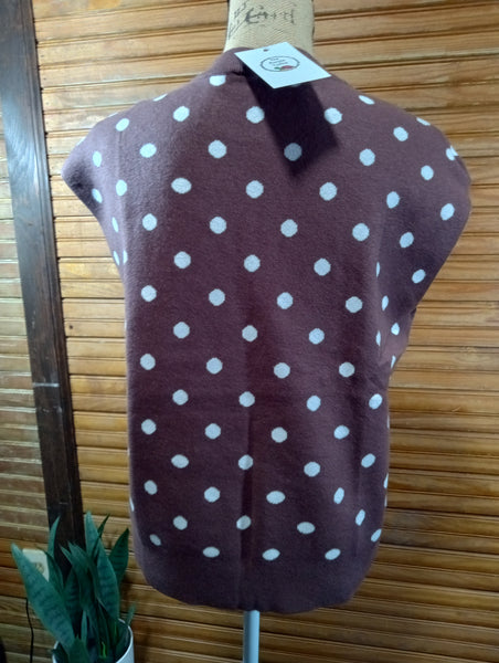 Brown/white polka dot sweater