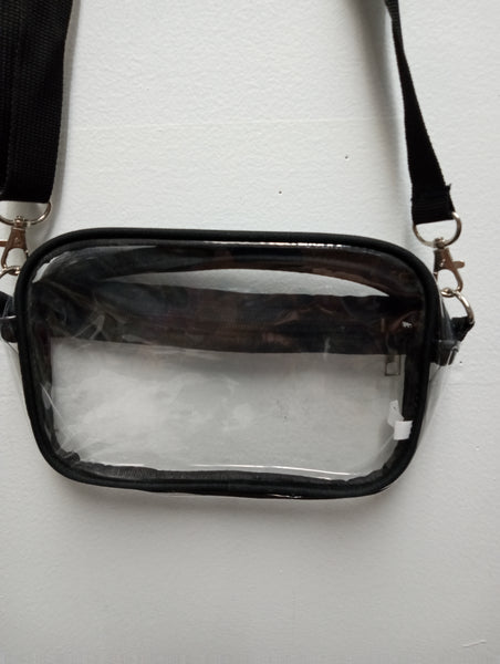 Clear 8"x5" rectangle bag w black strap