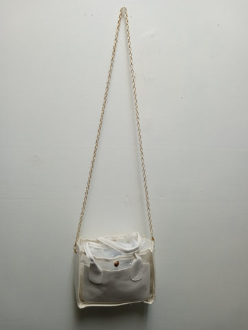 Clear 8"x6" bag w/gold chain strap & Hand strap