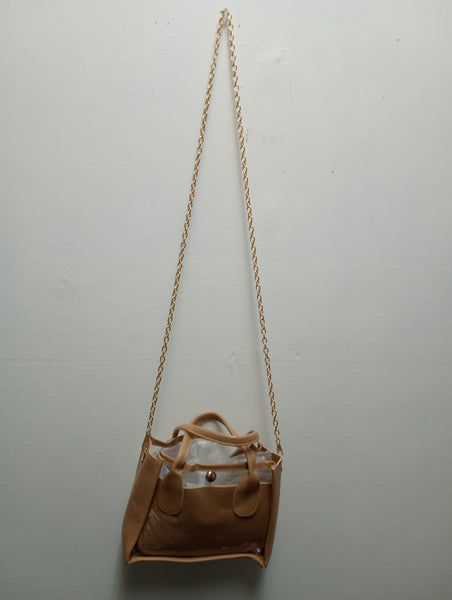 Clear 8"x6" bag w/gold chain strap & Hand strap