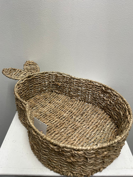Straw Bunny Storage Basket 16x10 - Easter Basket & Farmhouse Organizer Amanda Queen