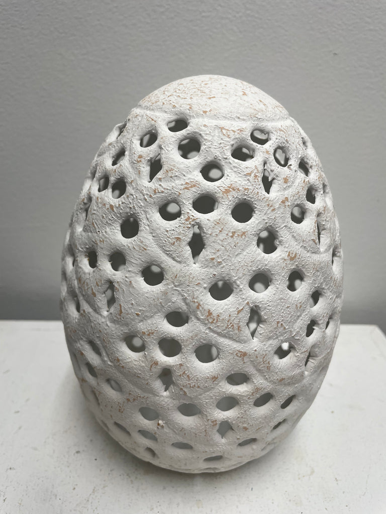 Metal Egg Shaped Candle Cover 6x8 - Decorative Candle Topper & Shade Amanda Queen