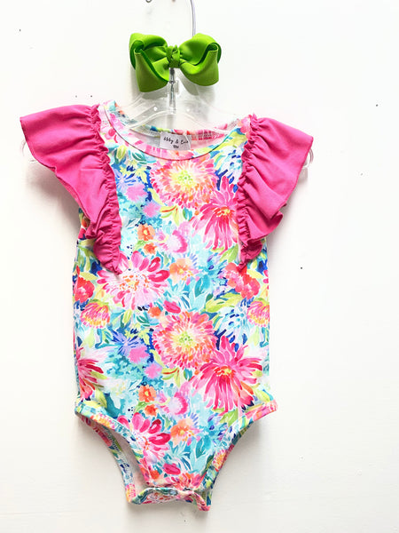 Kids Multi Color Onesie w/ruffle sleeve Natasha May