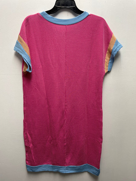 Textured Stitch Pink & Blue Dress with Pockets | S & M Whitney Wilkins