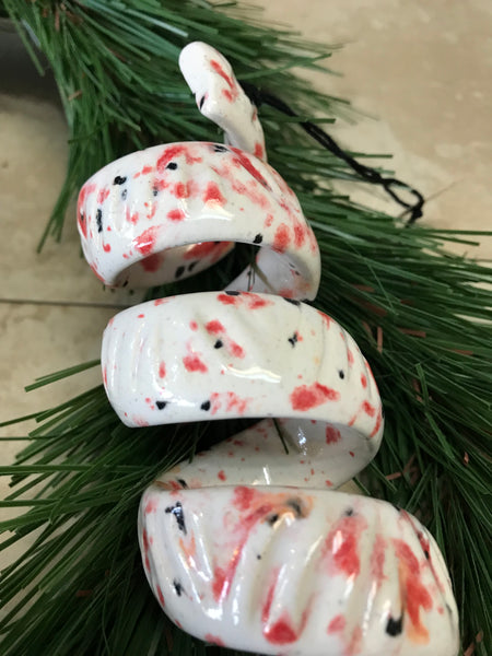 Spiral Ornament-white-Red black spots